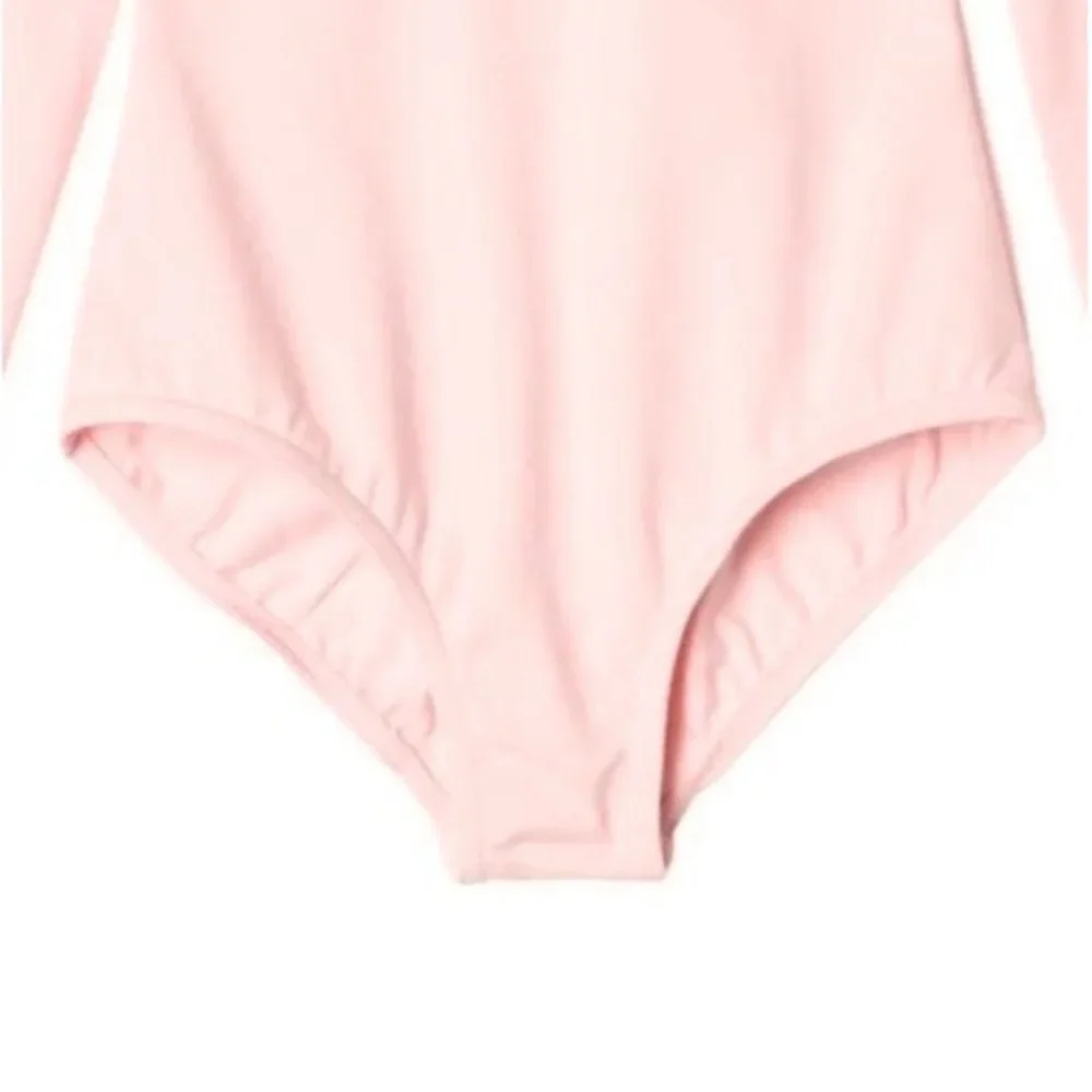 Capezio Childs Leotard Pink Long Sleeve Scoop Neck Dance M L